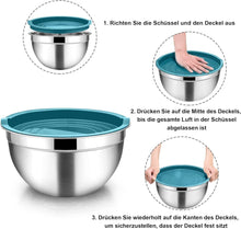 Homikit 5-teiliges Edelstahl Rührschüssel Set Blau mit