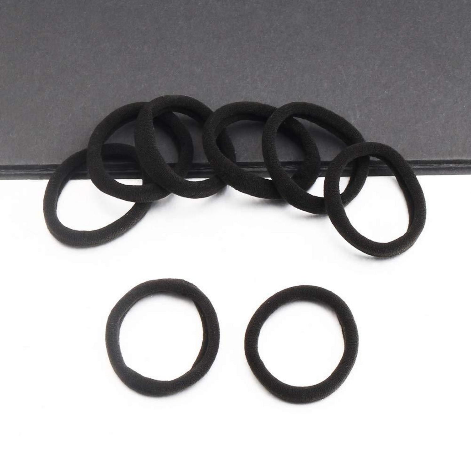100 Stück Schwarz Baumwolle Haargummis 4.5cm Elastisch