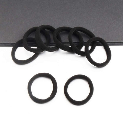 100 Stück Schwarz Baumwolle Haargummis 4.5cm Elastisch