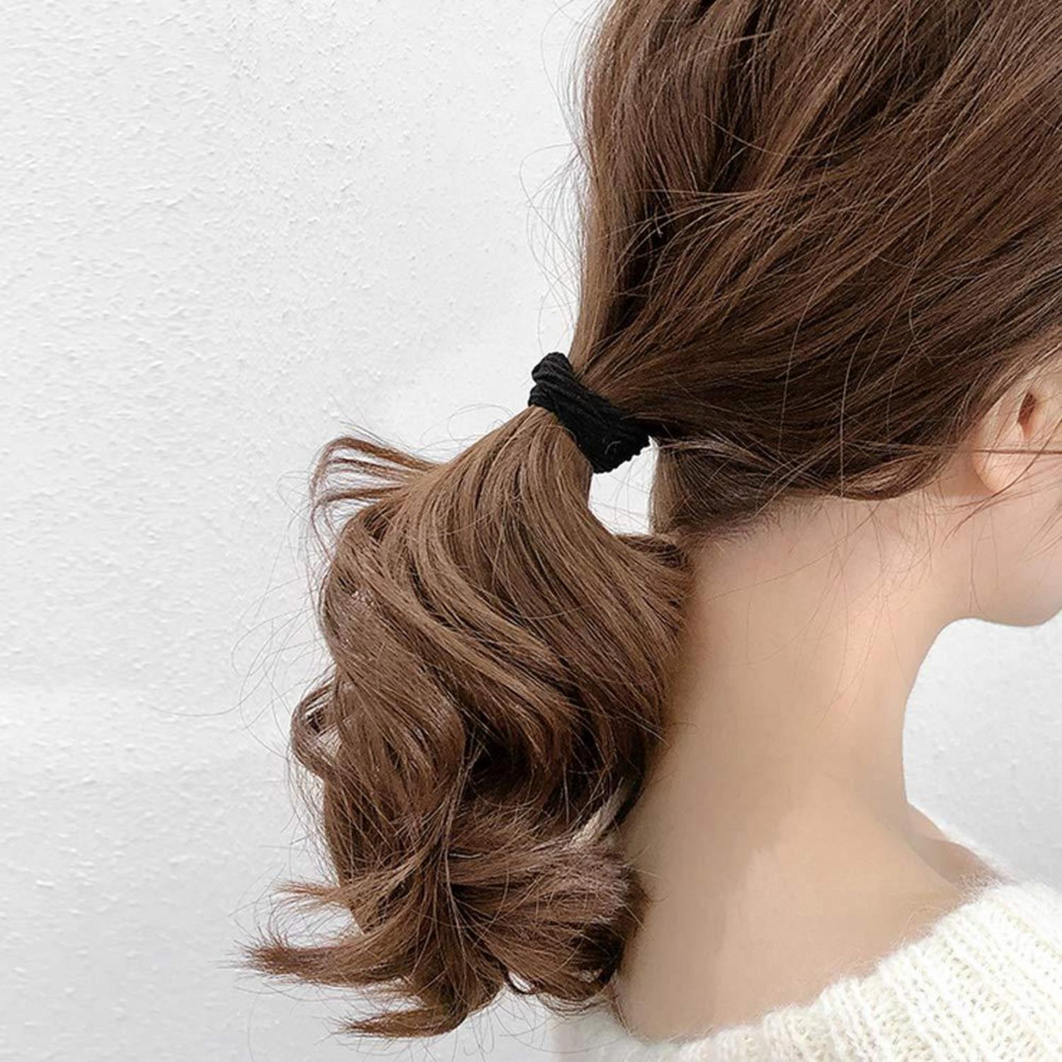 100 Stück Haargummis Schwarz Baumwolle Elastisch für Damen Mädchen