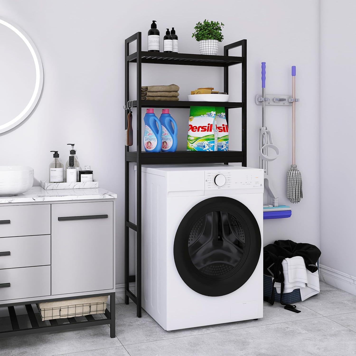 Bambus Badezimmer Aufbewahrungsregal WC Platzsparer 63x26x170cm Schwarz