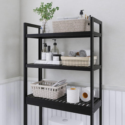 Bambus Badezimmer Aufbewahrungsregal WC Platzsparer 63x26x170cm Schwarz
