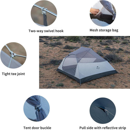 Ultraleichtes 3-Personen-Zelt Naturehike Cloud-up 3 Upgrade 4 Saison Camping
