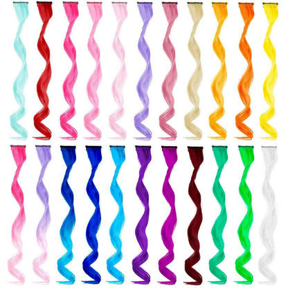 22er Set Regenbogen Haarverlängerungen – Bunte Locken für Kinder & Party