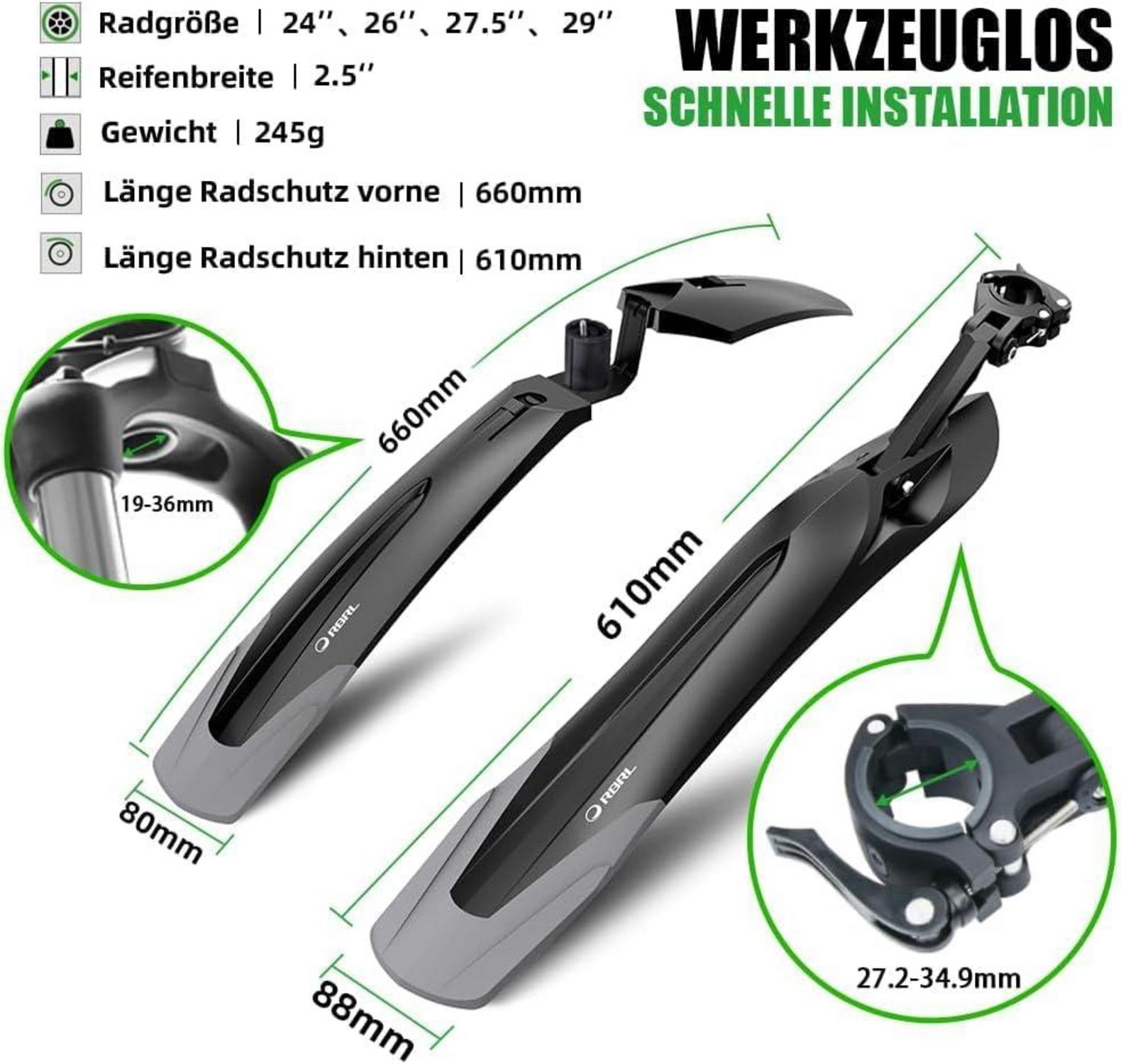 RBRL Fahrrad Schutzblech Set 24-29 Zoll Universal