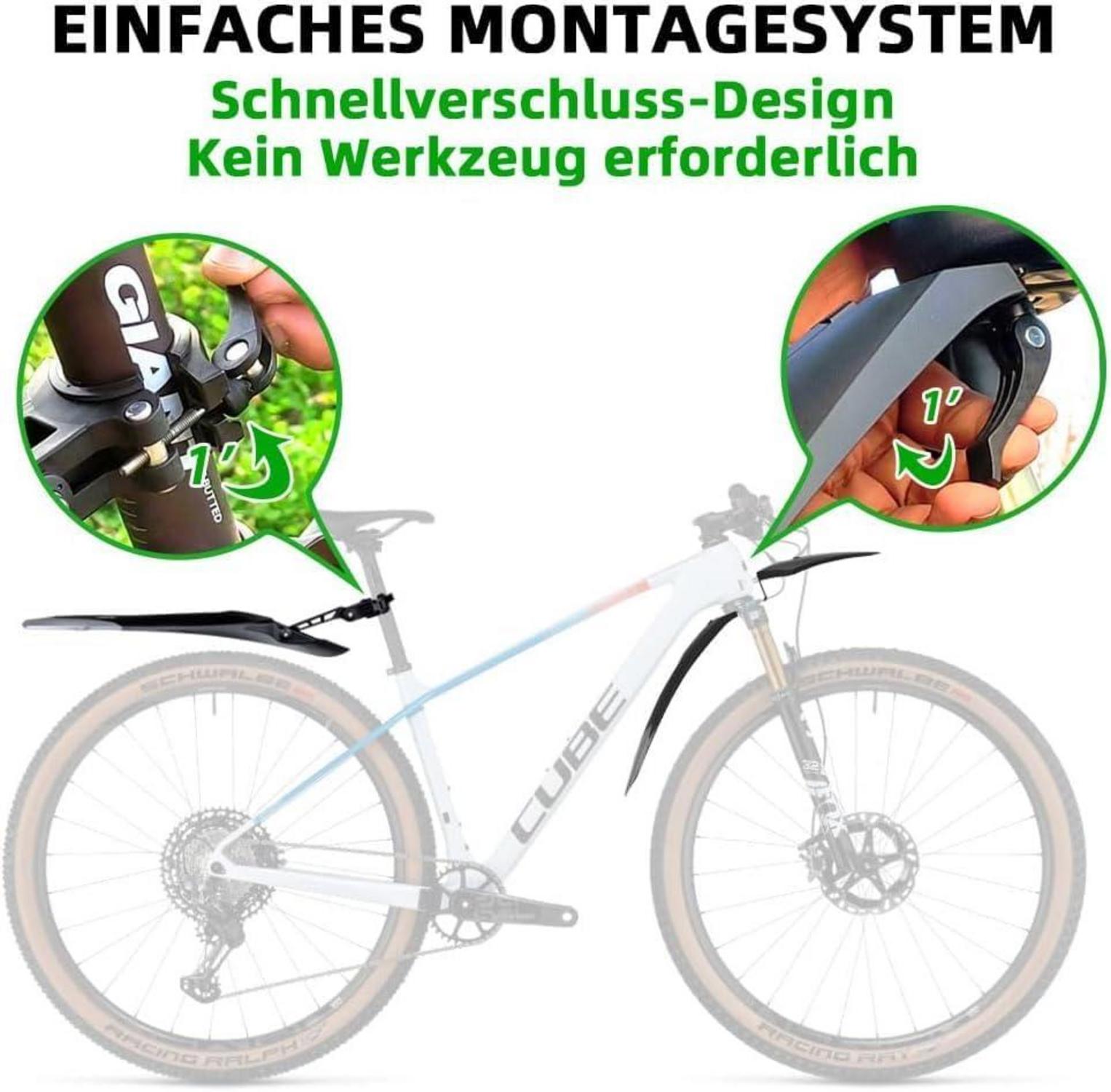 RBRL Fahrrad Schutzblech Set Universal 24-29 Zoll Spritzwasserschutz