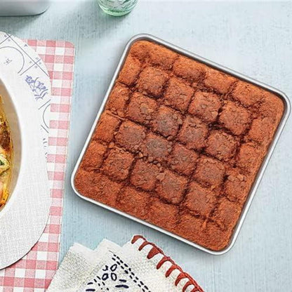 Quadratische Edelstahl Backform 21x21x5 cm für Brownie Lasagne Kuchen