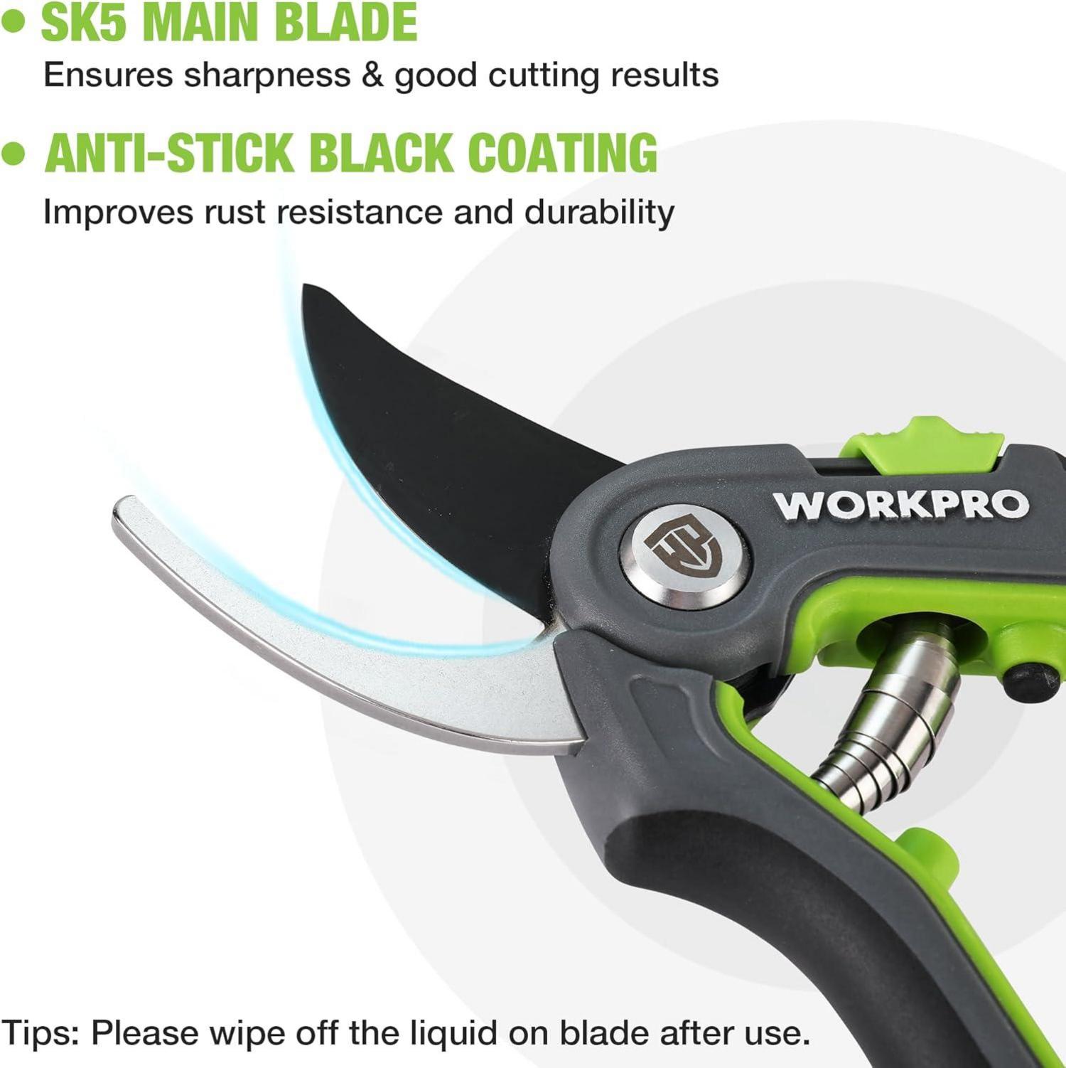WORKPRO Bypass Gartenschere 210mm SK5 Klinge fr Schneiden frische Zweige