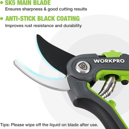 WORKPRO Bypass Gartenschere 210mm SK5 Klinge fr Schneiden frische Zweige