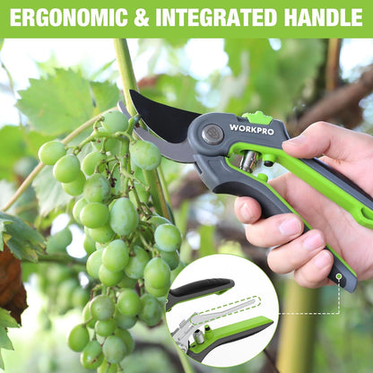 WORKPRO Profi Gartenschere 210mm SK5 Klinge für frische Zweige, Baumschere