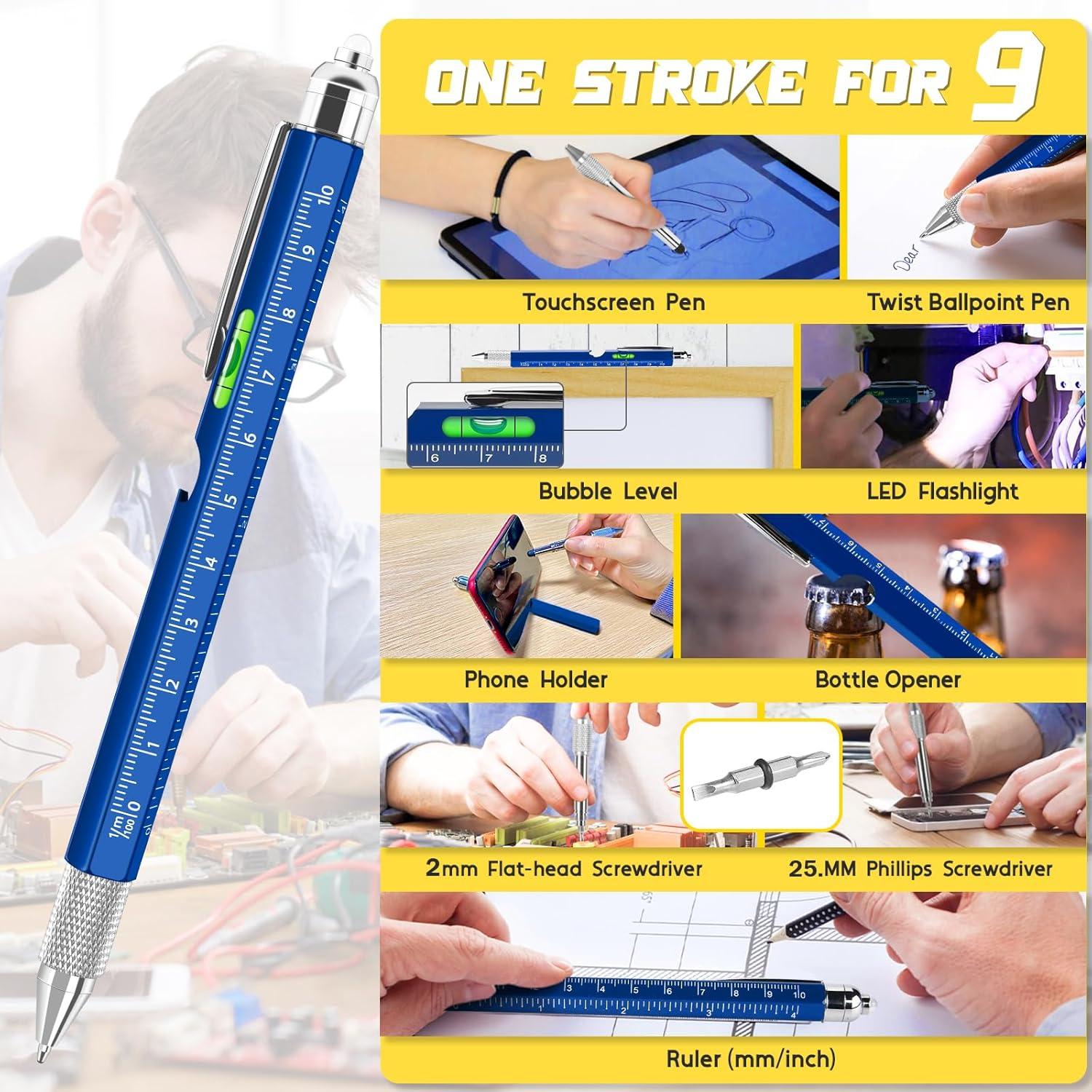 Chipate 9-IN-1 Multifunktions Kugelschreiber Blau - Geschenke für Männer