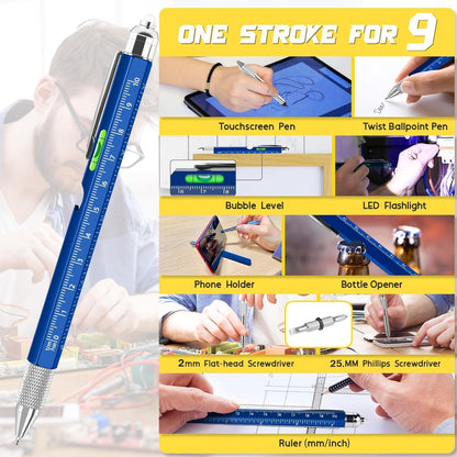 Chipate 9-IN-1 Multifunktions Kugelschreiber Blau - Geschenke für Männer