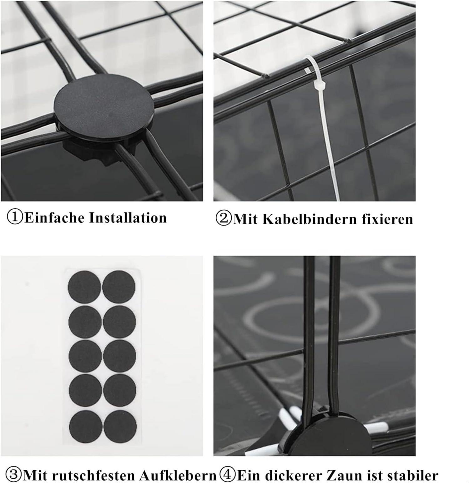 Katzen Freigehege 3 Ebenen Outdoor Balkon Metall Schwarz 109 x 75 cm