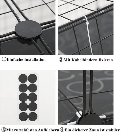 Katzen Freigehege 3 Ebenen Outdoor Balkon Metall Schwarz 109 x 75 cm