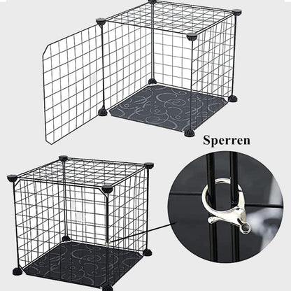 Freigehege Katzen 3 Ebenen Balkon 109x75x39 cm Schwarz Outdoor Metall