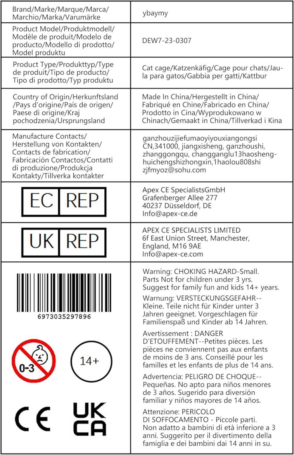 Katzengehege 3-stöckig 109 x 75 x 39 cm Schwarz Metall Outdoor