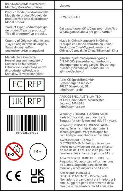 Katzengehege 3-stöckig 109 x 75 x 39 cm Schwarz Metall Outdoor