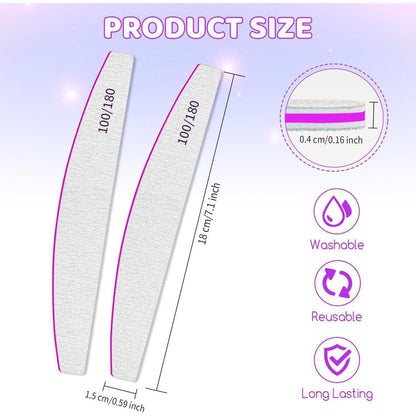 Nagelfeilen Set 12PCS Profi 100/180 Grit für Gelnägel