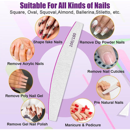 Nagelfeilen Set 12PCS Profi 100/180 Grit für Gelnägel