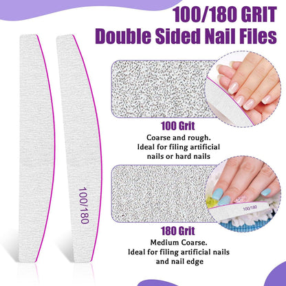 Nagelfeilen Set 12PCS Profi 100/180 Grit für Gelnägel