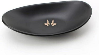 Schwarzes Schmuck Tablett Ringschale Schlüssel Organizer Oval