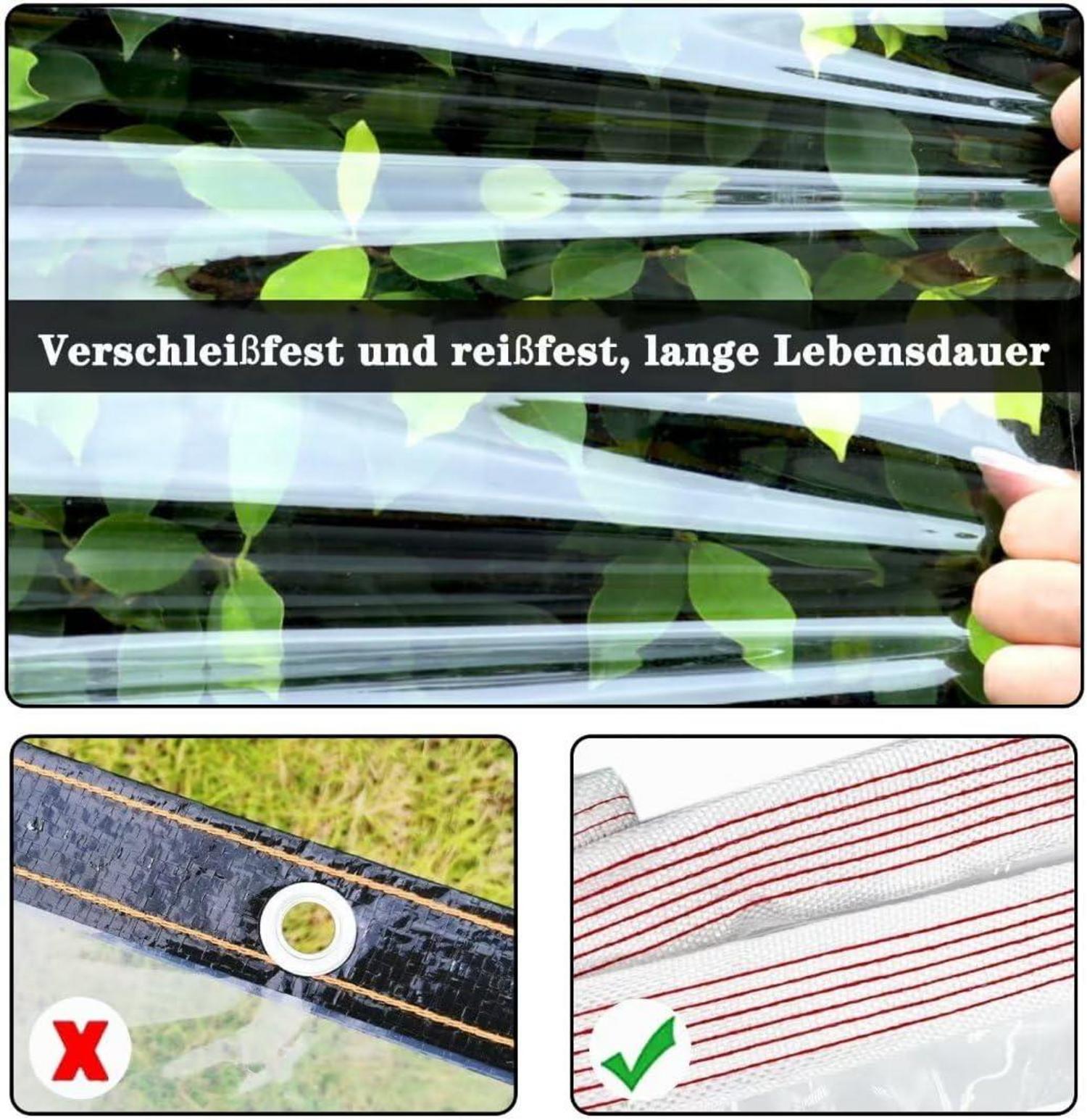 Wasserdichte Transparente PVC Plane mit Ösen 5x5m Dicke