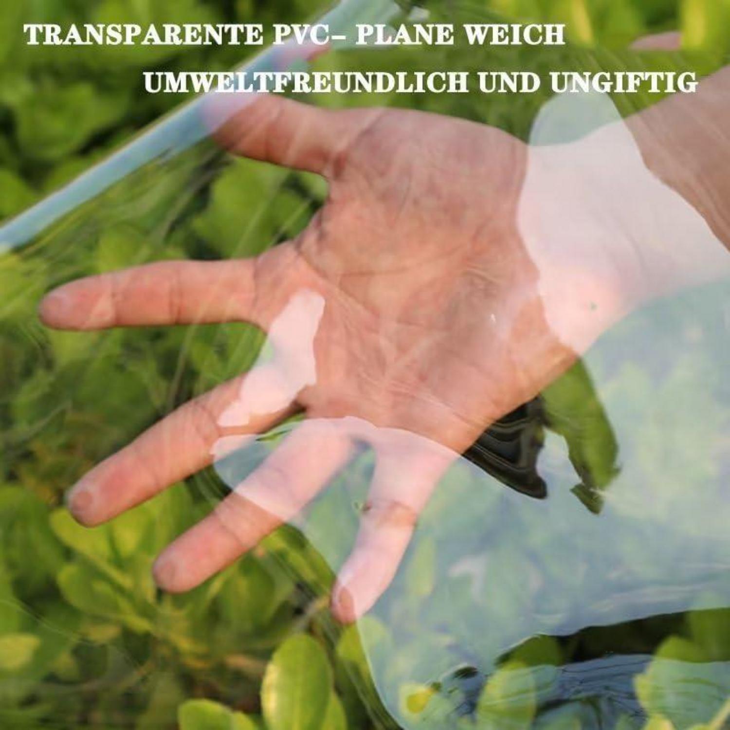 Wasserdichte Transparente PVC Plane für Garten, Pavillon, Pflanzen, Grill, Gewächshaus, Pet Hutch - 0.4mm Dicke - Glas Transparent - Reißfest - 5x5m