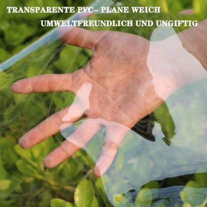 Wasserdichte Transparente PVC Plane für Garten, Pavillon, Pflanzen, Grill, Gewächshaus, Pet Hutch - 0.4mm Dicke - Glas Transparent - Reißfest - 5x5m
