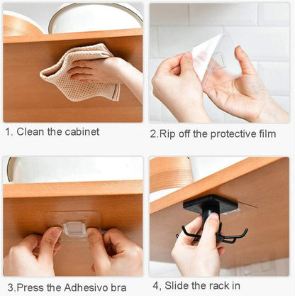 2er Set Selbstklebende 360° drehbare Hakenleiste für Küche/Bad/Garderobe
