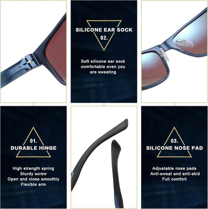 Polarisierte Herren-Sonnenbrille Vintage Aluminium-Rahmen Sport