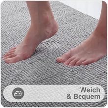 Chenille Badezimmerteppich 40x60 cm Hellgrau Saugfähig