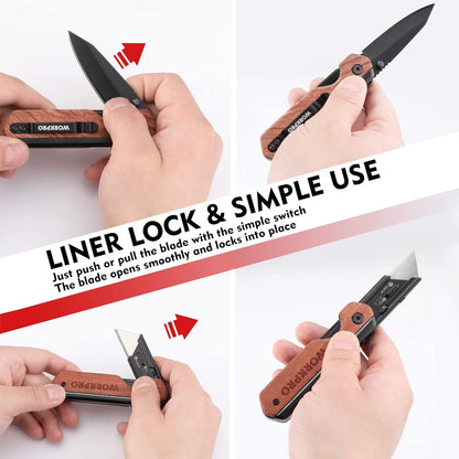 2-IN-1 Taschenmesser klappbares Universalmesser Aluminium inkl. 10
