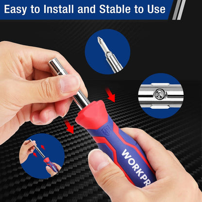 WORKPRO 14-in-1 Schraubendreher Set mit Cr-V Multi-Bits und Verlängerung