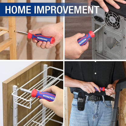 WORKPRO 14-in-1 Schraubendreher Set mit Cr-V Multi-Bits und Verlängerung
