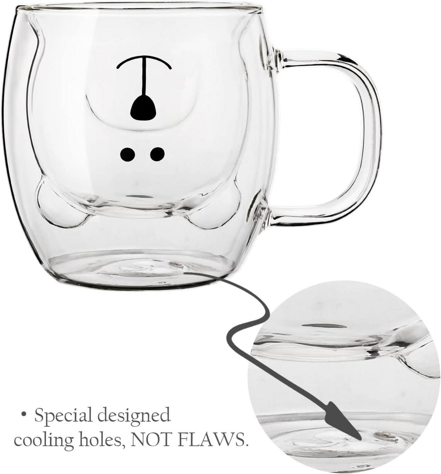 Niedliche Bären Becher 2er-Set 250ml doppelwandiges Glas Griff