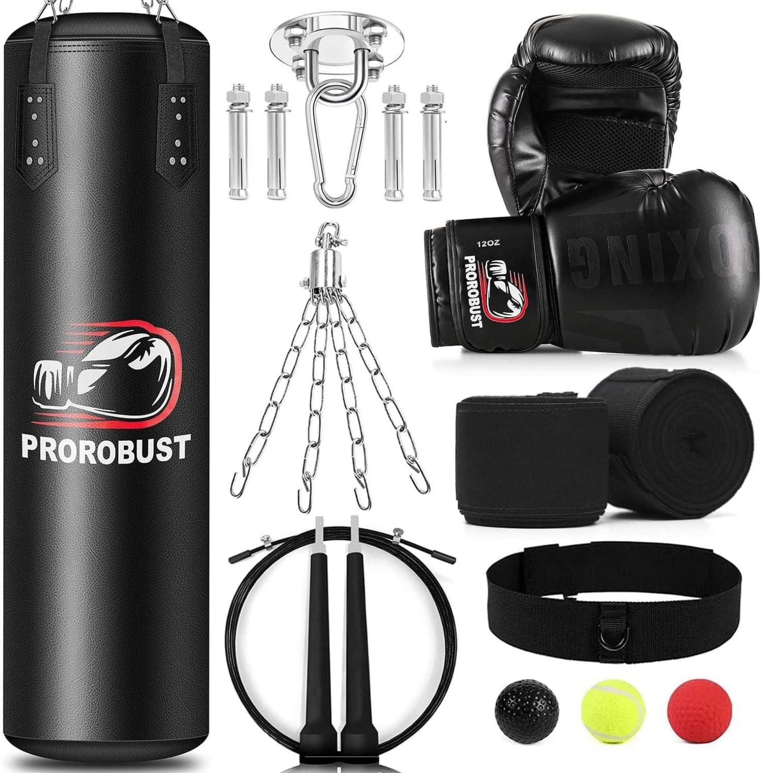 Boxsack-Set 120cm Heavy Duty mit 12OZ Boxhandschuhen MMA Kickboxen