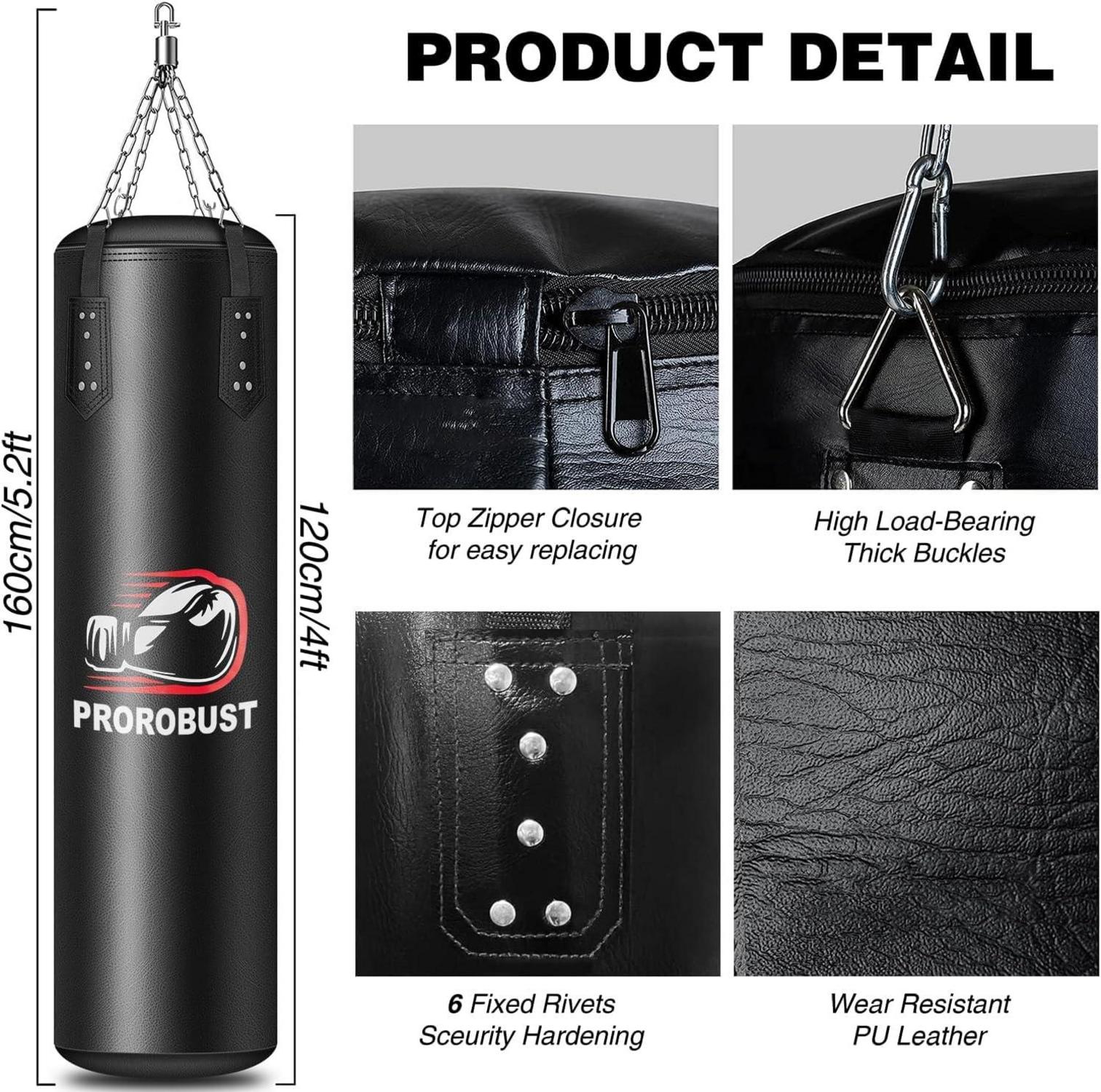 Boxsack-Set 120cm Heavy Duty mit 12OZ Boxhandschuhen MMA Kickboxen