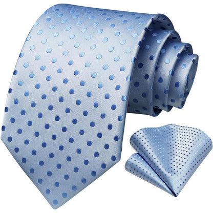 Krawatten & Einstecktuch Set Herren Gepunktet Hellblau Formell