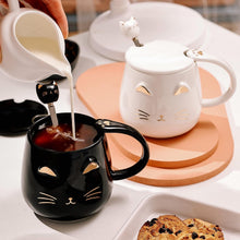 2er-Pack süße Katzentassen-Set mit Deckel und Löffel