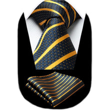 Herren Gestreifte Krawatte & Taschentuch Set Blau