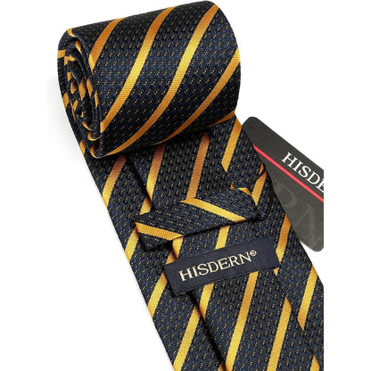 Herren Gestreifte Krawatte & Taschentuch Set Blau