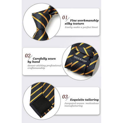 Herren Gestreifte Krawatte & Taschentuch Set Blau