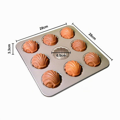 Madeleine Backform aus Karbonstahl – 9 Mulden für Cupcakes & Co.