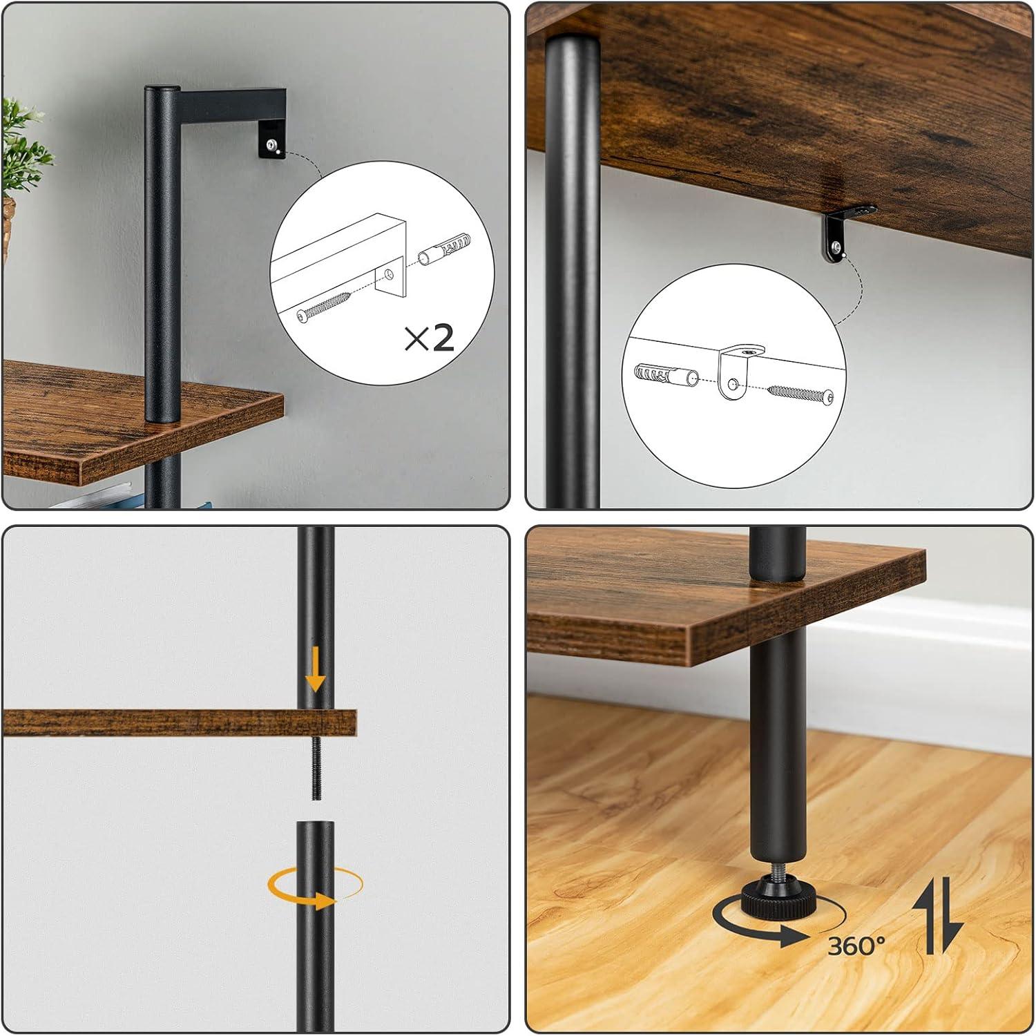 Hoobro DIY 5-stufiges Leiterregal Spanplatte Dunkelbraun 60x24x167.5 cm