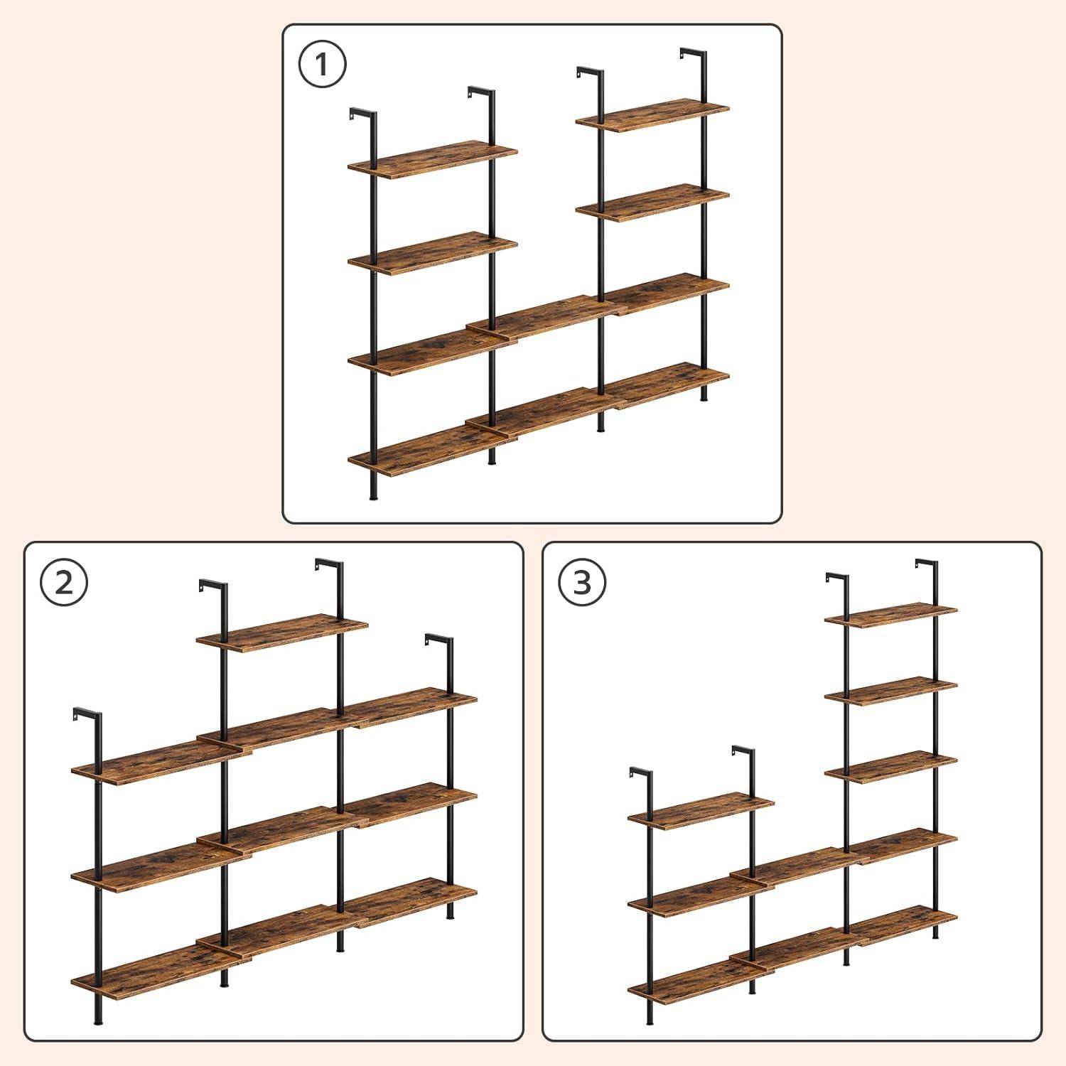 Hoobro DIY 5-stufiges Leiterregal Spanplatte Dunkelbraun 60x24x167.5 cm