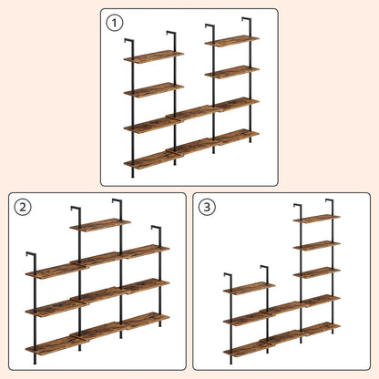 Hoobro DIY 5-stufiges Leiterregal Spanplatte Dunkelbraun 60x24x167.5 cm