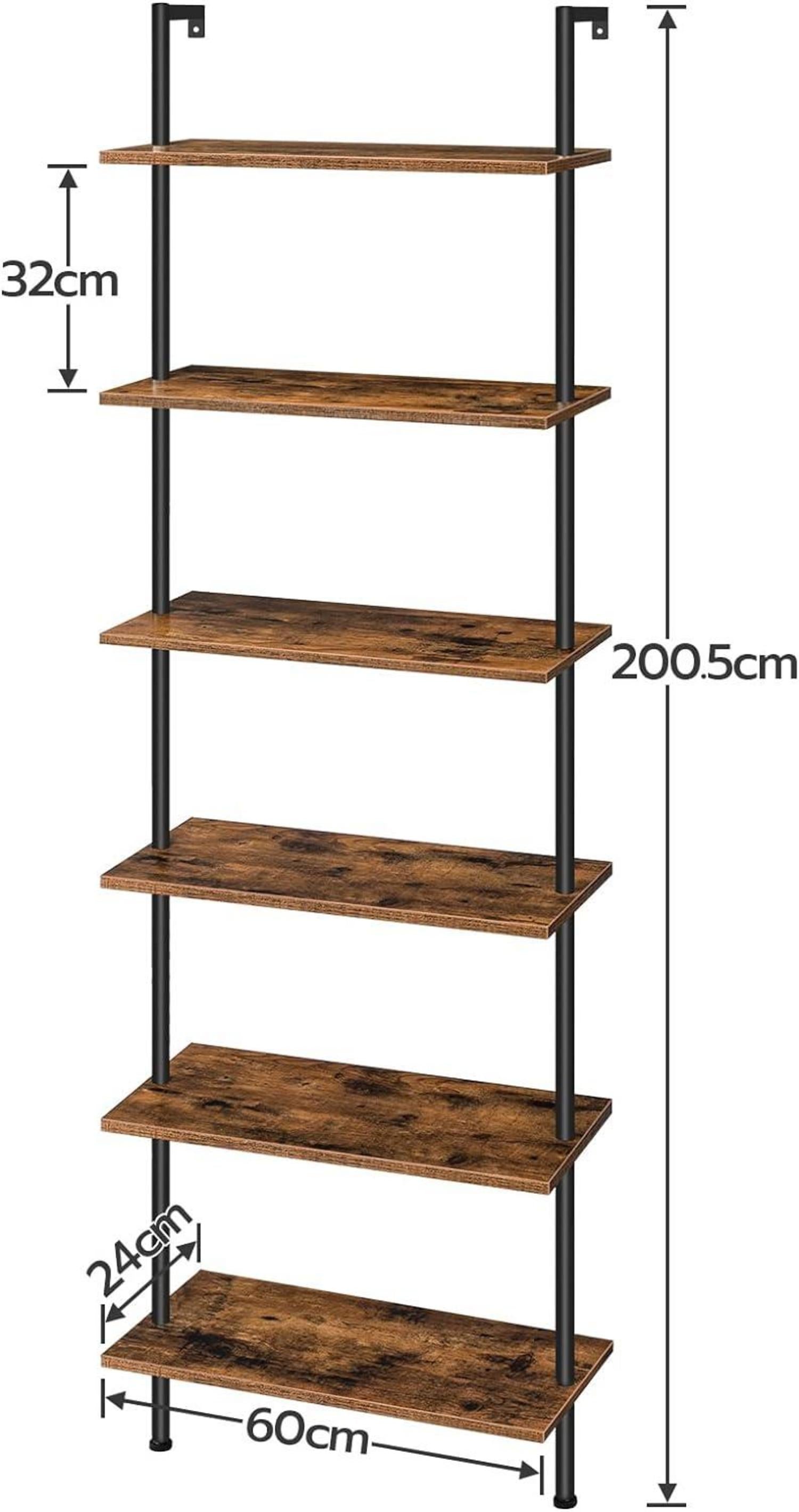 6-stöckiges DIY Industrielles Leiterregal aus Spanplatten, Vertikales