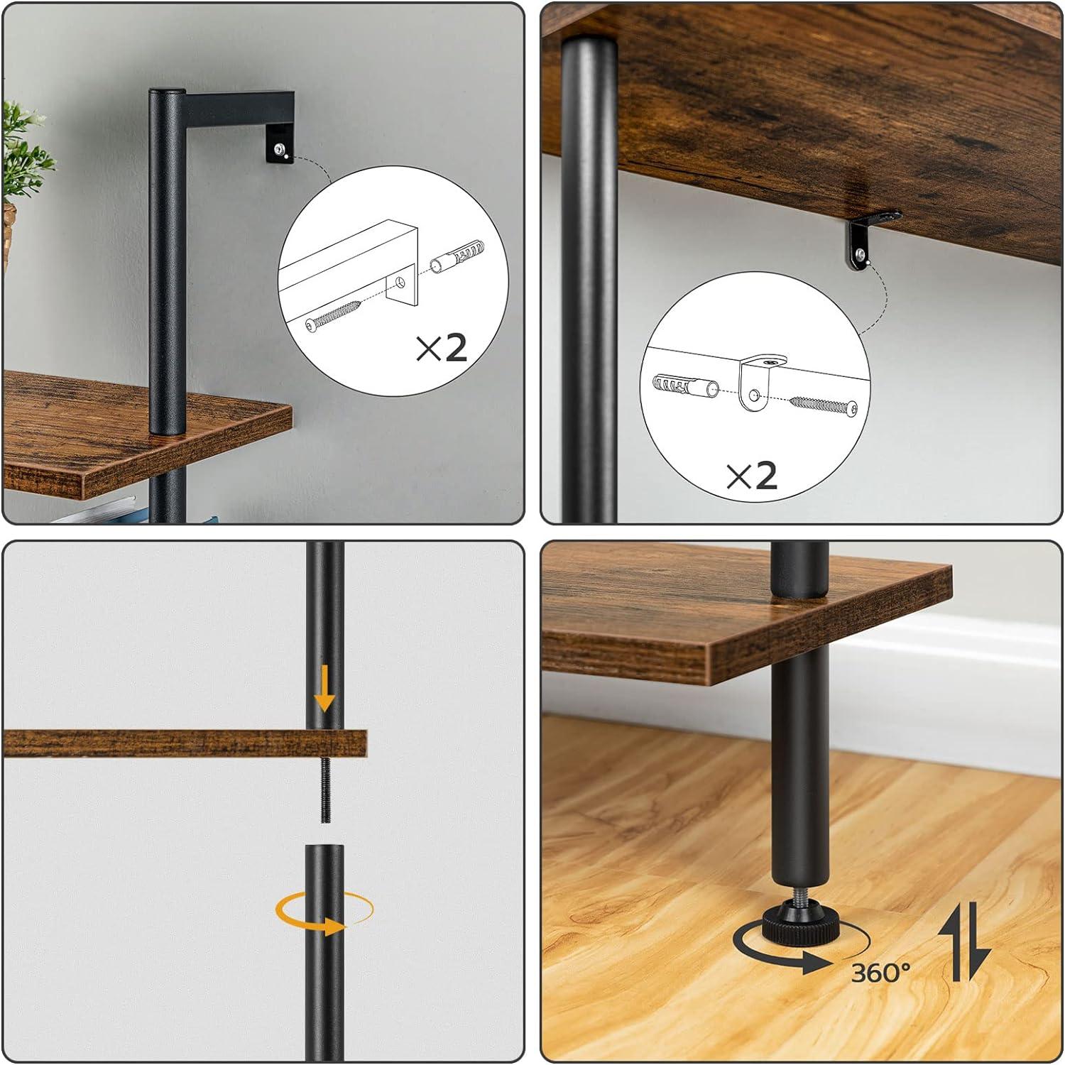 HOOBRO 6-stöckiges DIY Industrie Leiterregal Spanplatten Standregal 60x24x200.5