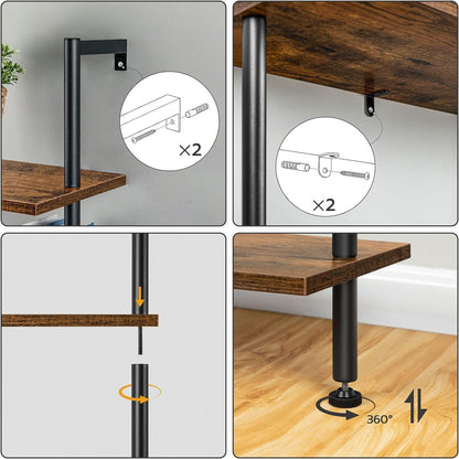 HOOBRO 6-stöckiges DIY Industrie Leiterregal Spanplatten Standregal 60x24x200.5