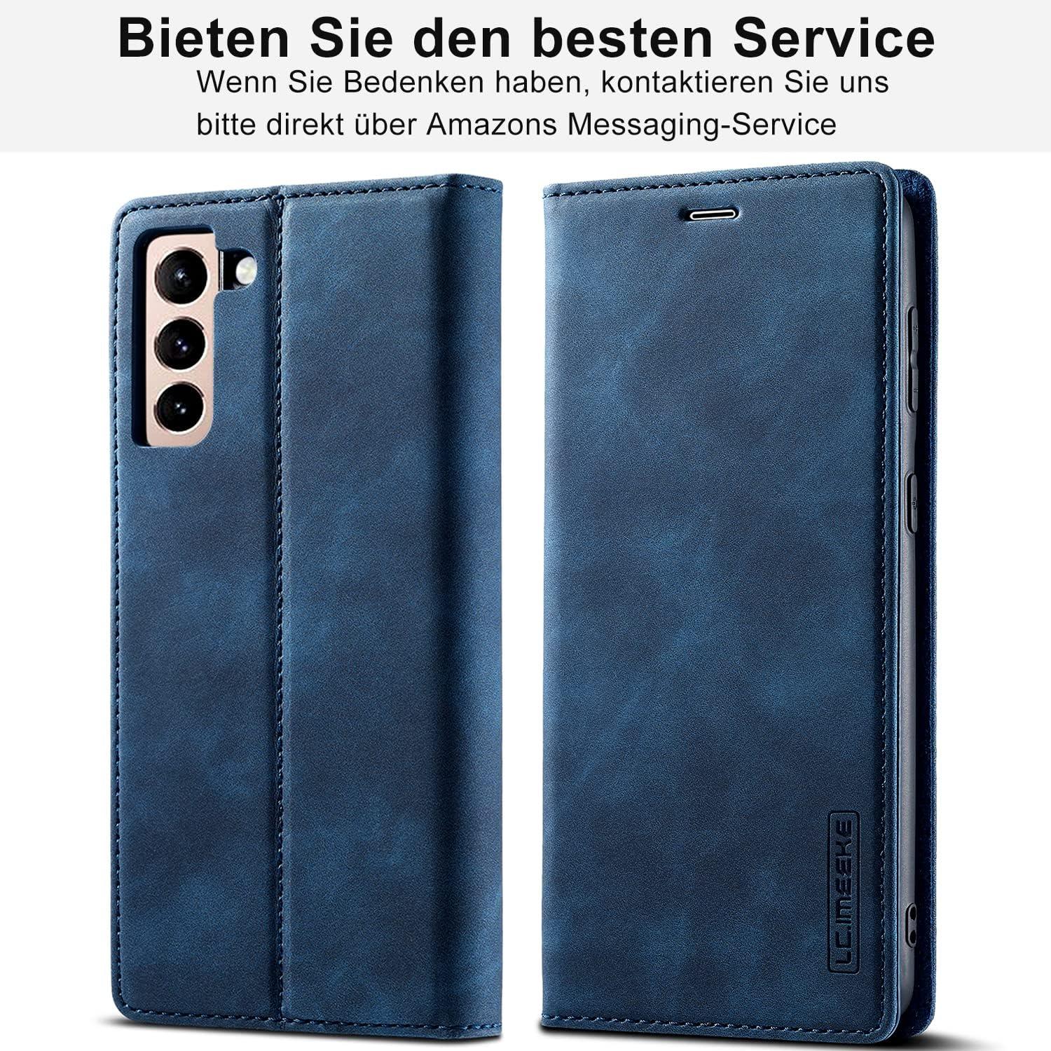 Samsung Galaxy S22 Hülle Leder Flip Wallet Schutzhülle Blau